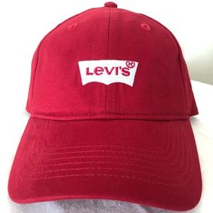 Levi’s Logo Batwing Adjustable Baseball Hat Youth Red NWT Kids Boy Girl Unisex
